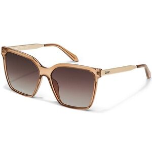 Quay Australia Transparent Brown Square Sunglasses with Gradient Brown Lenses
